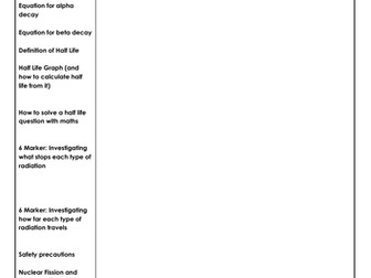 Combined Science (Physics) Cornell Notes on Radioactivity