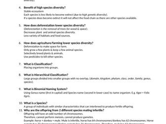 AQA Biology Topic 4 Variation and Environment revision -retrieval practice