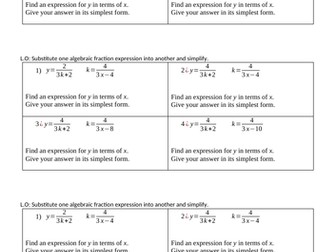 Substitute into algebraic fractions