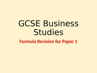 Edexcel GCSE Business Paper 1 1.3 Calculation Practice