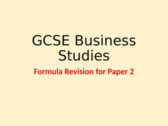 Edexcel GCSE Business Studies Practice Calculations Paper 2 2.4.1