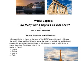 World Capitals: A Test Your Knowledge Challenge Activity!