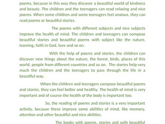 The role of the beautiful poems and stories for the health of mind