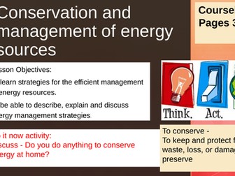 iGCSE Energy Conservation - Energy & the Environment - Environmental Management - Cambridge