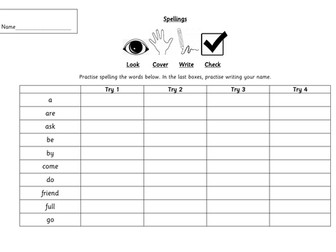 Spelling year 1 common exception words
