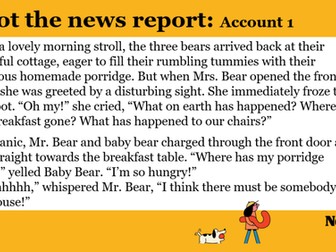 Lesson 1- Writing a newspaper report