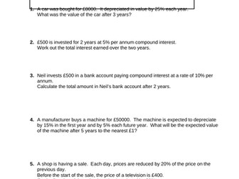Compound Interest Worksheet