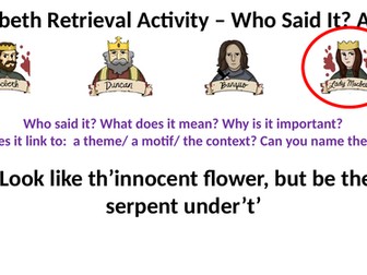 Macbeth - Who Said it in Act 1? Retrieval Activity