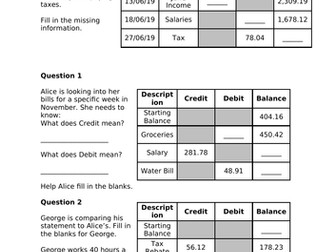 Exam Style Bank Statements