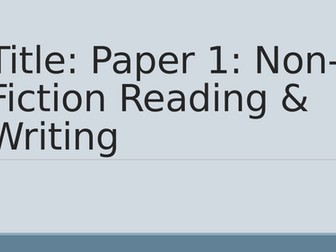 Edexcel Pearson LIFT 2.0 English Language Paper 1 Non-Fiction