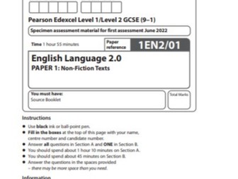 Edexcel Pearson LIFT 2.0 English Language Paper 1 Revision Booklet