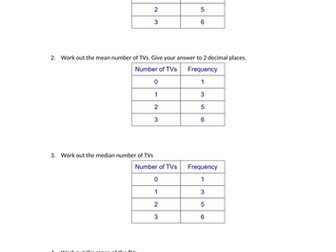 Averages and range from frequency tables - ungrouped data