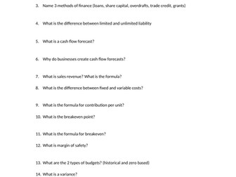 Edexcel A Level Business Theme 2 Quiz