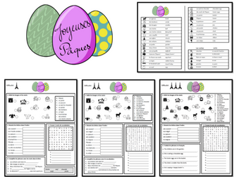 Pâques- Vocab and Worksheet- KS3 French