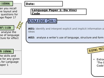 Language Paper 1, Q2-3: The Da Vinci Code