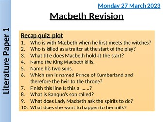 'Macbeth' Character Revision