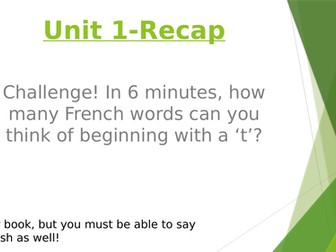 French Unit 1 Revision Cover Lesson