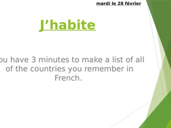 J'habite French KS3 Cover lesson