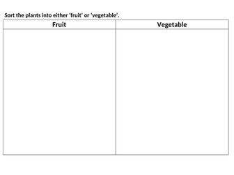 KS1 Science fruit and vegetable plants