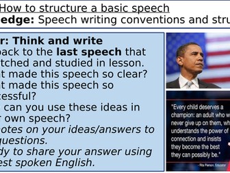 How to write a speech (KS3) two lessons