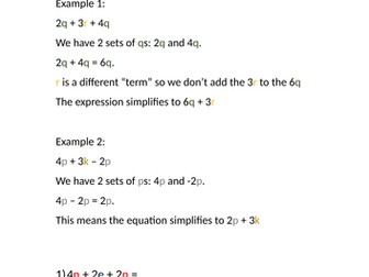 Collecting Like Terms - Colour-Coded