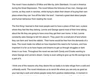 Of Mice and Men - 2018 JC novel Q