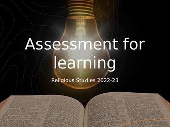Assessment For Learning booklet for RE