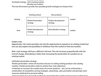 6.2.1 Developing business strategy – Ansoff matrix