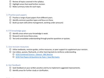 Revision Checklist GCSE (1-9)