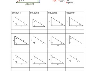 Colouring: Finding sides using trigonometry