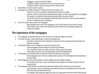 Revision Notes- Judaism, Practices