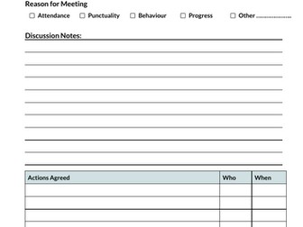 Parent Meeting Discussion Notes Template