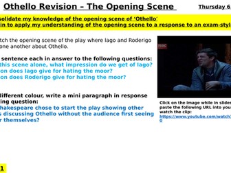 Othello Act 1 Scene 1 Revision (Independent Learning)