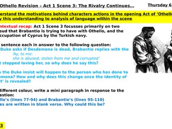 Othello Act 1 Scene 3 Revision (Independent Learning)