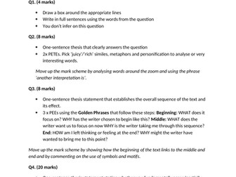 AQA Language Paper 1 and 2 crib sheets / help sheets ESSENTIAL REVISION