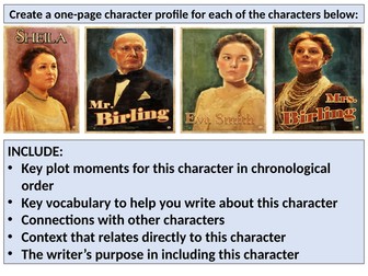 AQA 'An Inspector Calls' Character Profiles Support Sheets PPT Slides