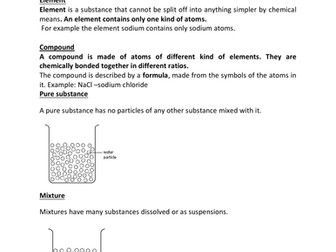 Elements , compounds and mixtures