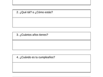Spanish All About Me Speaking Test