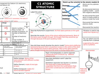 AQA Combined Science Chemistry Paper 1 Revision mats with answers