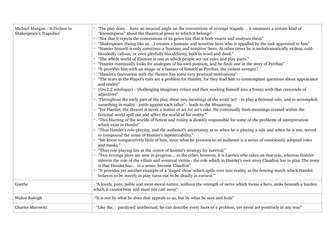 Hamlet Critics Summary - A Level English