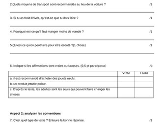 MYP eAssessment practice - l'environnement - Emergent