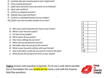 Roleplay Surprise Question Practice Tasks
