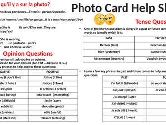 GCSE French Speaking Photo Help Sheet