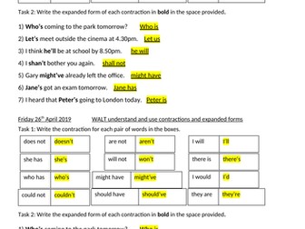Y6 SPaG REVISION - SUBJUNCTIVE, CONTRACTIONS, WORD CLASSES