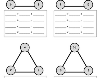 2x Table Fact Families - Dividing by 2 Fact Families