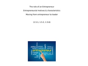 A Level Business (Edexcel ) Year 12 Entrepreneur workbook