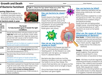 KS3/KS4 Cover Work - Bacteria and Keeping Foods Safe
