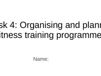 OCR Sport Science Unit R181 - Topic Area 4 - Training programme