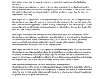 OFSTED questions and possible answers about personal development (also suitable for pd interview)