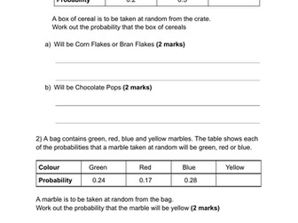 GCSE Probability Exam Practice Revision Questions